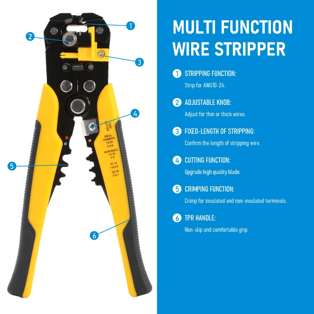 Adjustable Automatic Cable Crimper Multifunctional Wire Stripper Pliers 