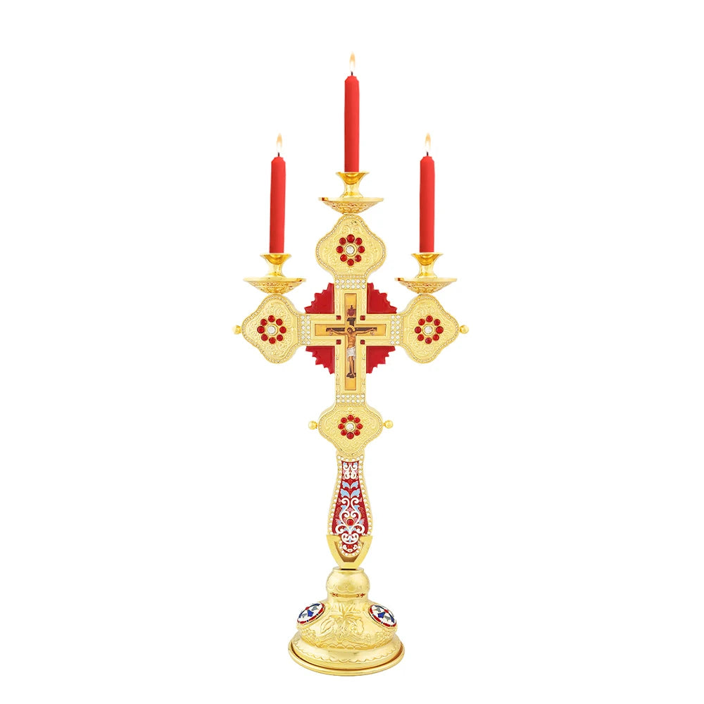 Greek Cross of Blessing for Church Decoration, Religious Articulated, C 