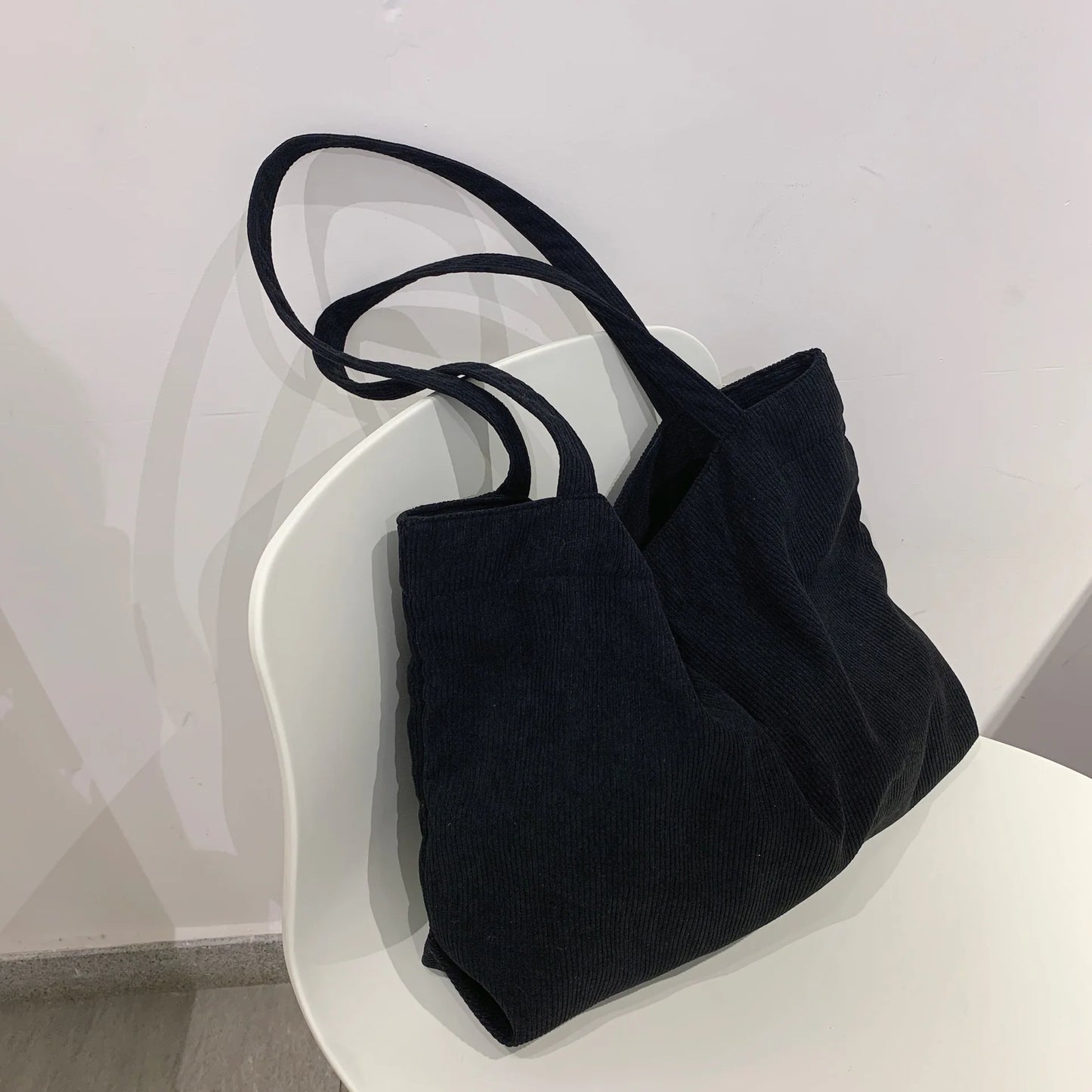 Bolso de pana para mujer, bolsa de hombro de lona reutilizable, de almacenamiento ambiental, para la escuela, regalo de Navidad