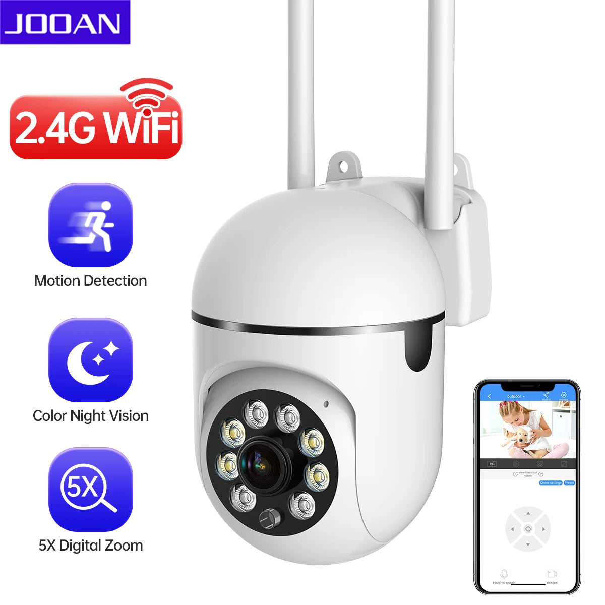 JOOAN 3MP cámara IP PTZ Color noche seguimiento automático CCTV IP WiFi cámar