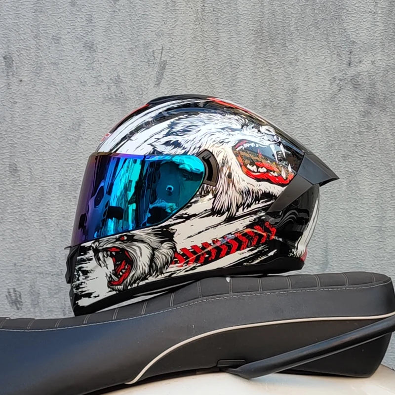 Cascos de moto Para hombre y mujer, Cascos de locomotora de doble lente, Cascos