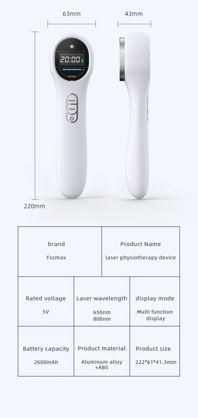 Low Level Infrared Red Light Cold Laser Therapy Device Treats 