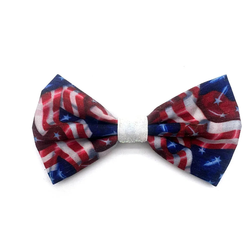 50/100 Pcs Pet Collar Bow Slip-On Dog Bows 4th of July sum 