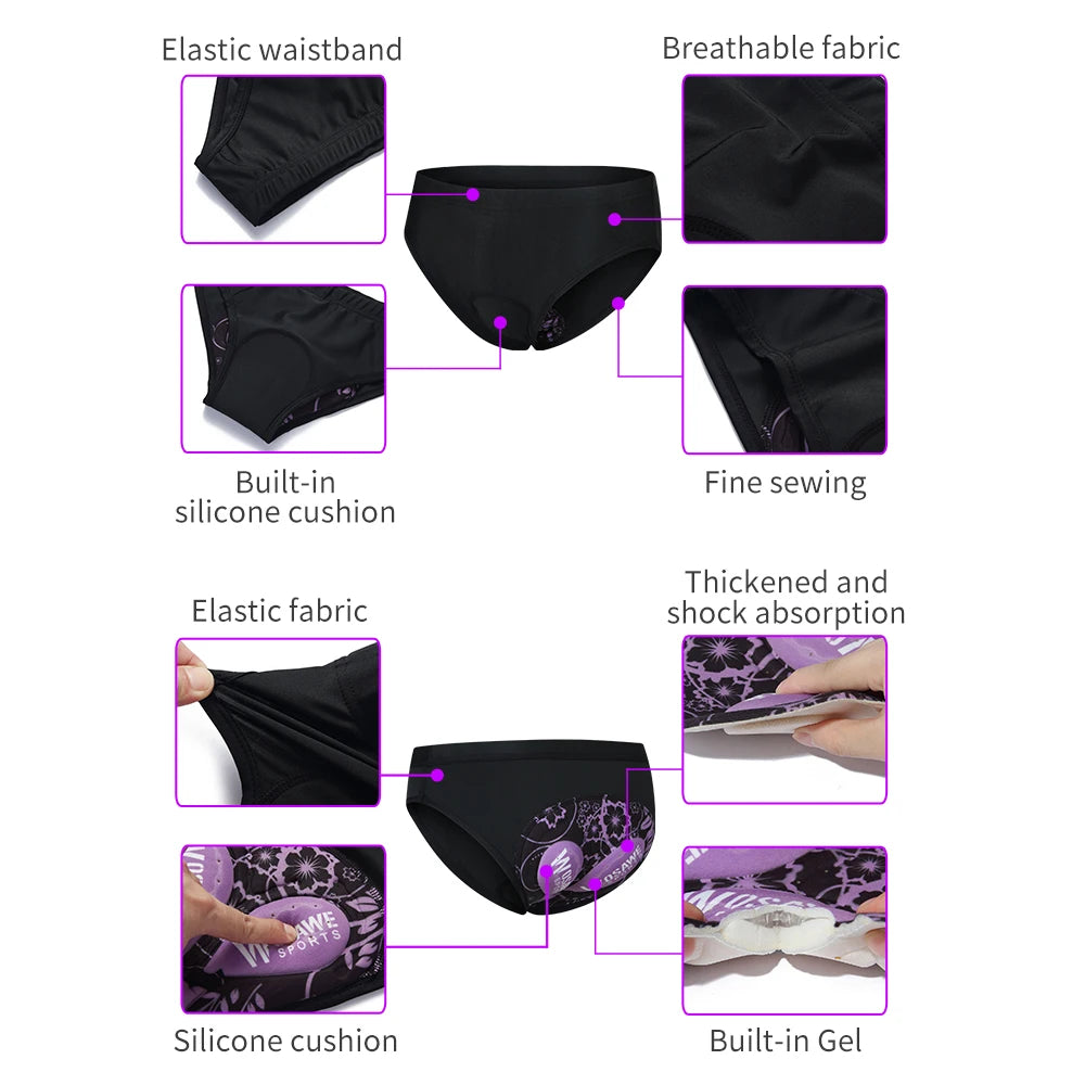 WOSAWE-pantalones cortos de ciclismo para mujer, ropa interior transpirable con