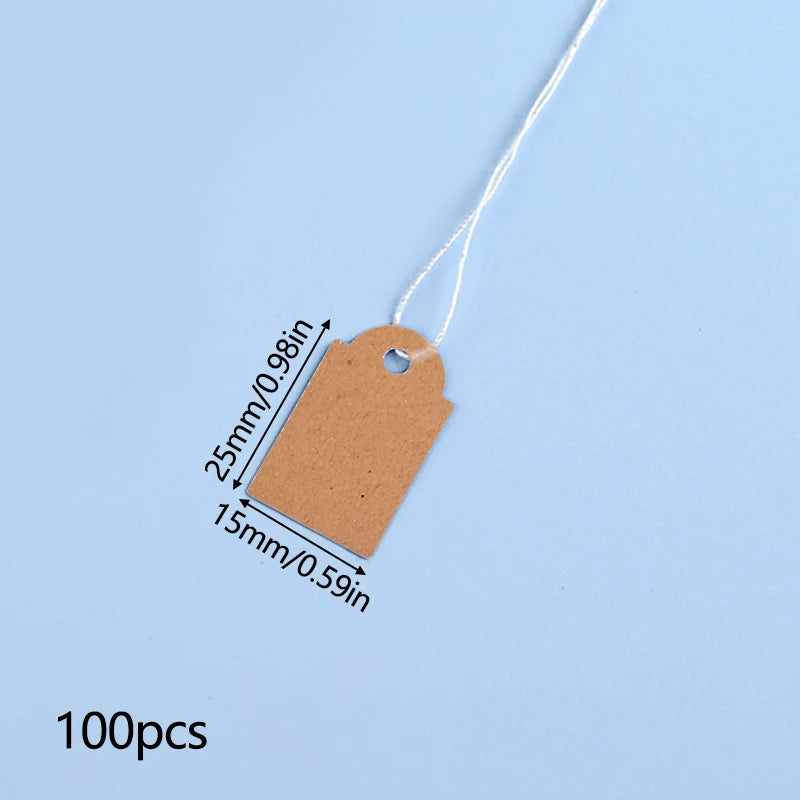 Blank Square Tags with String, Universal Kraft Paper Cards for