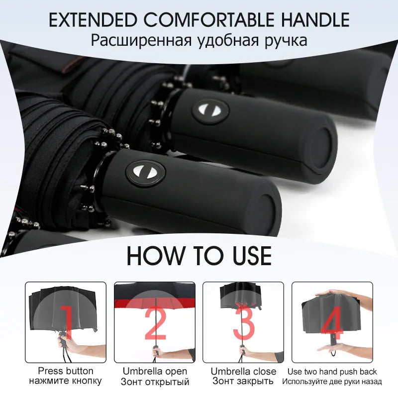 Heavy Duty Windproof Double Layer Fully Automatic Umbrella 