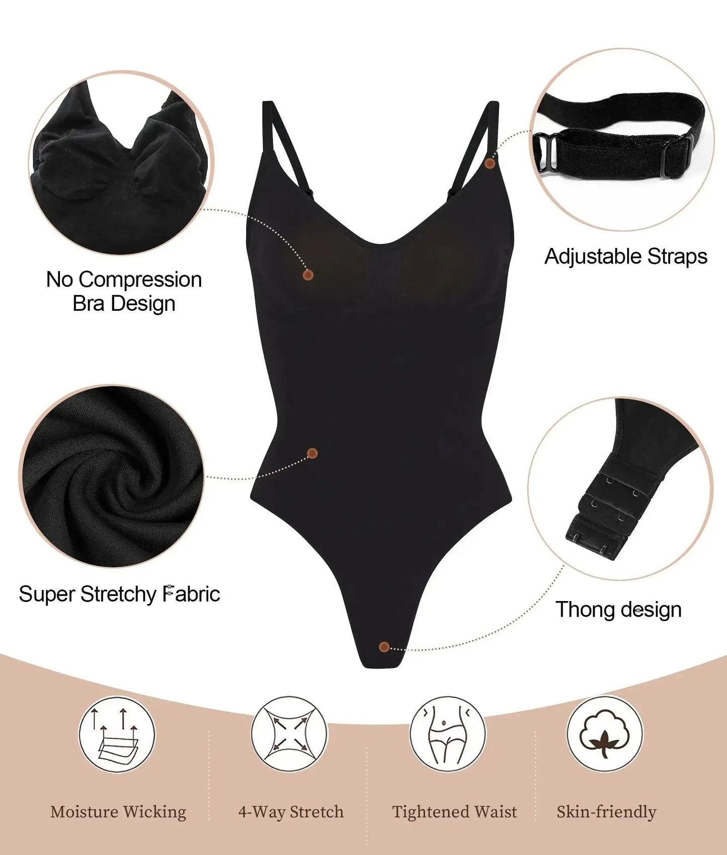 Original High Elastic Bodysuit Women Tummy Shapewear Thong Shapewear 