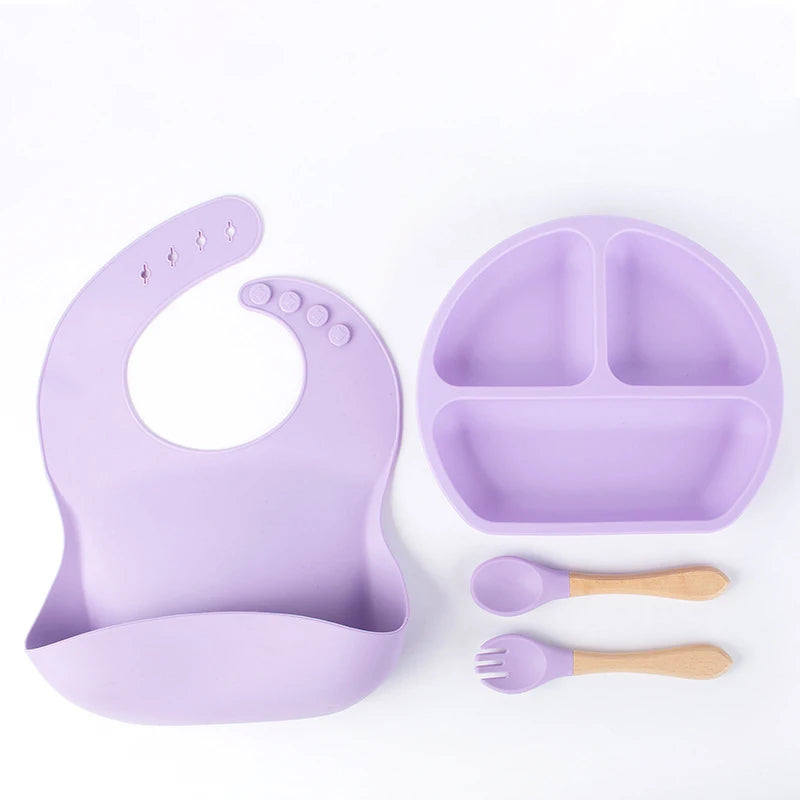 Kids Silicone Tableware Set 4 Pieces Silicone Dinner Plate Co 