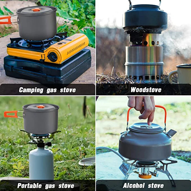 Juego de utensilios de cocina para acampada, equipo de aluminio para exteriores,