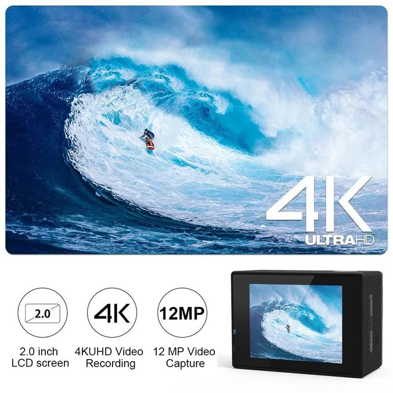 Cámara de Acción 4K 1080P/30FPS WiFi 2,0 "170D, videocámara subacuática