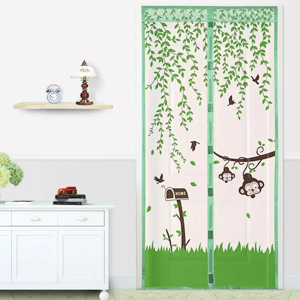 Mosquitera magnética de cierre automático para puerta, antimoscas rojas con di