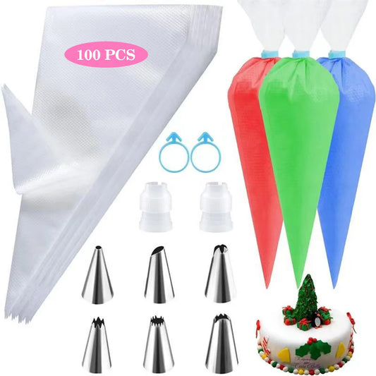 Juego de bolsas y puntas de silicona para tuberías, Kit de decoración DIY para pasteles con boquilla de acero inoxidable, herramienta para hornear repostería de silicona reutilizable