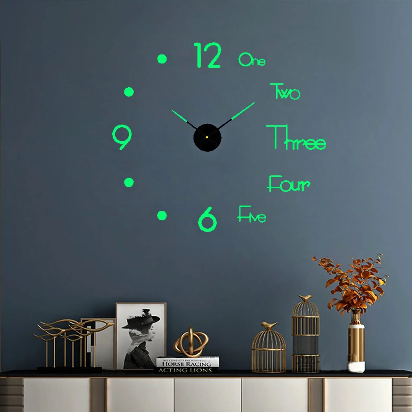 Reloj de pared grande 3D de diseño moderno, cronógrafo de cuarzo artesanal, pegatinas de espejo acrílico, decoración del hogar y sala de estar, 2024