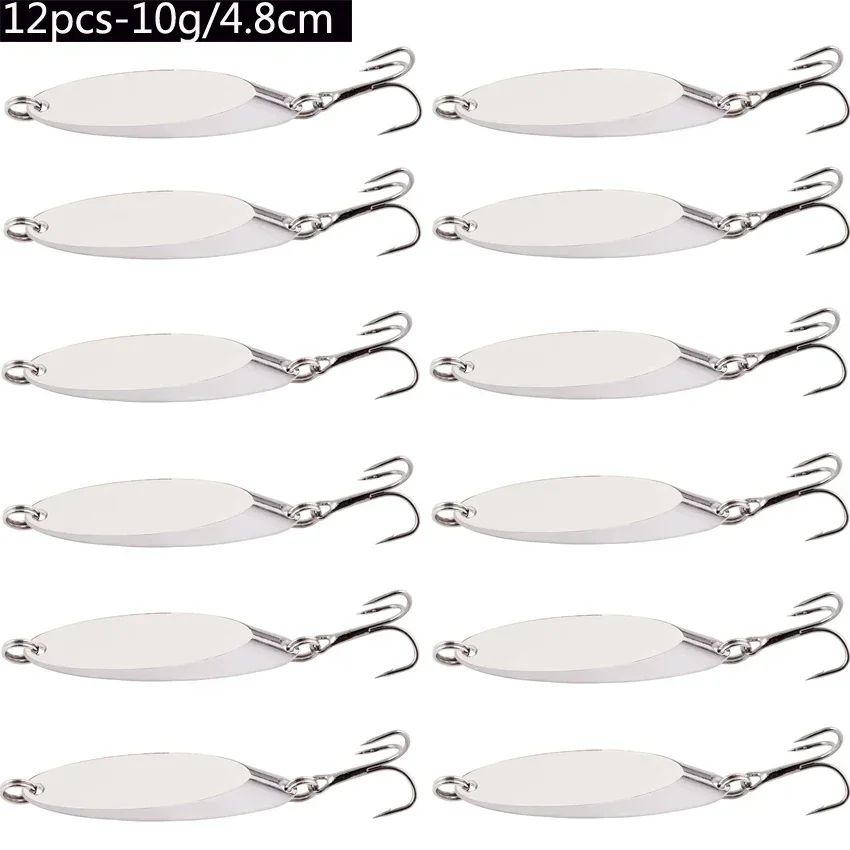 Señuelos de pesca hundidos de Metal, 12 Uds., 1,5g-60g, cuchara, señuelo de Jigging, cebo duro Artificial, trucha, lubina, señuelo de mar, aparejos de pesca de agua salada