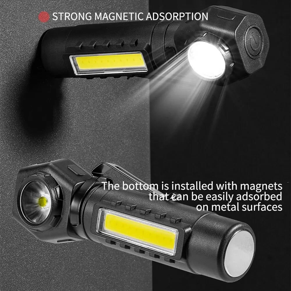 Linterna frontal LED superbrillante recargable con cuentas COB XPE e imán trase