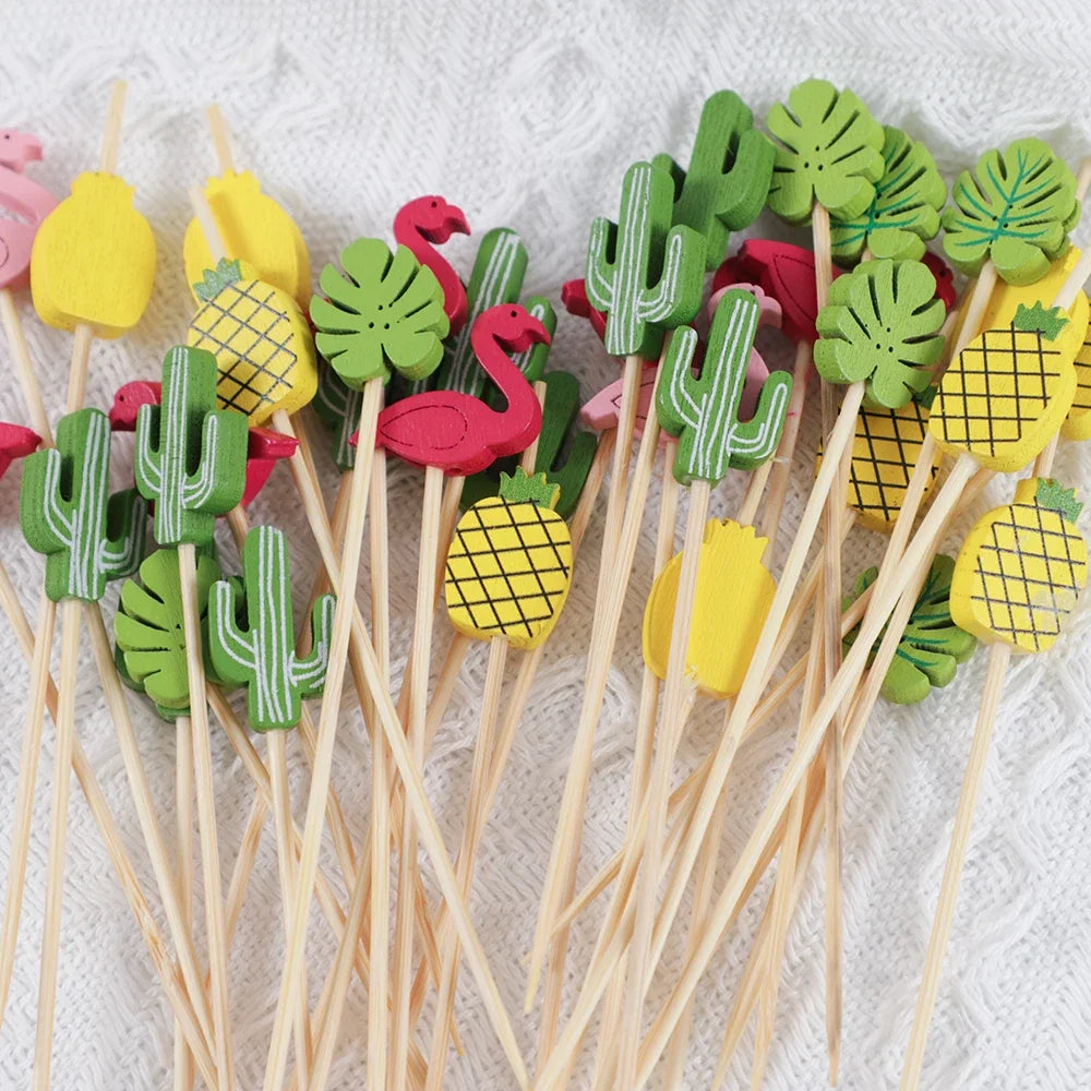 Disposable bamboo food pieces pineapple dessert fruit sticks f 