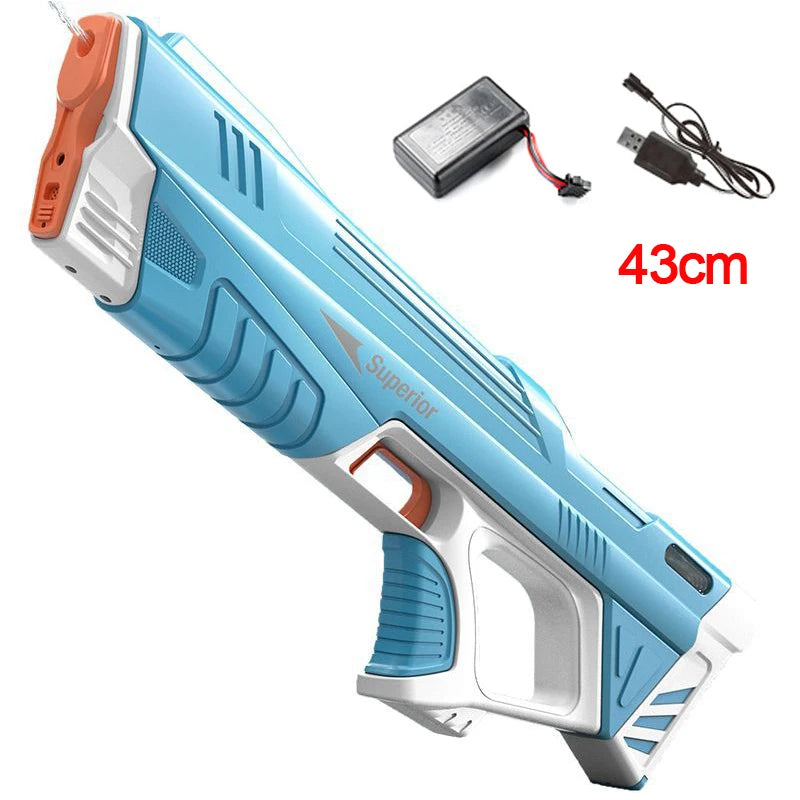 Pistola de almacenamiento de agua automática eléctrica completa para niños, juguetes portátiles para niños, playa de verano, lucha al aire libre, juguetes de fantasía para niños, juego para niños, 43cm