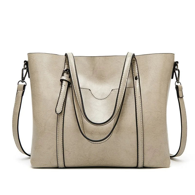 Bolsos de hombro de cuero con cera de aceite para mujer, bolso cruzado Vintage,