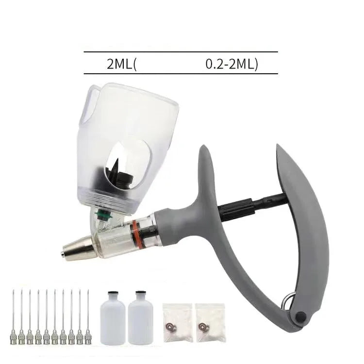 Jeringa continua veterinaria automática para animales, pollo, vaca, inyección ajustable, vacuna, cerdo, oveja, aves de corral, 2ml /5ml