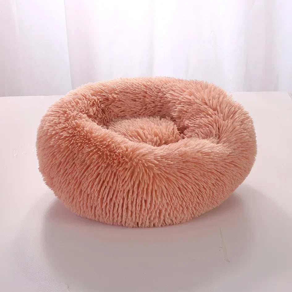 Super Soft Round Pet Bed Long Plush Dog House for Medium Dogs 