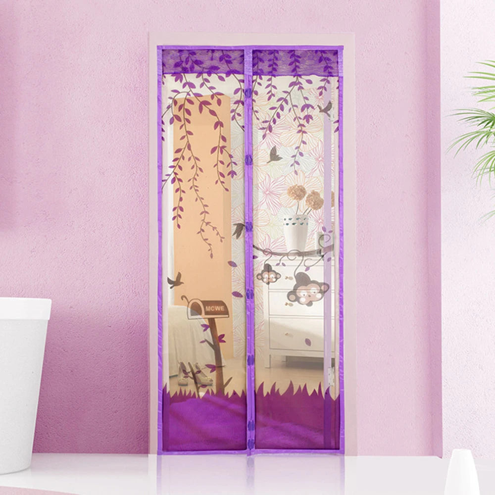 Mosquitera magnética de cierre automático para puerta, antimoscas rojas con di