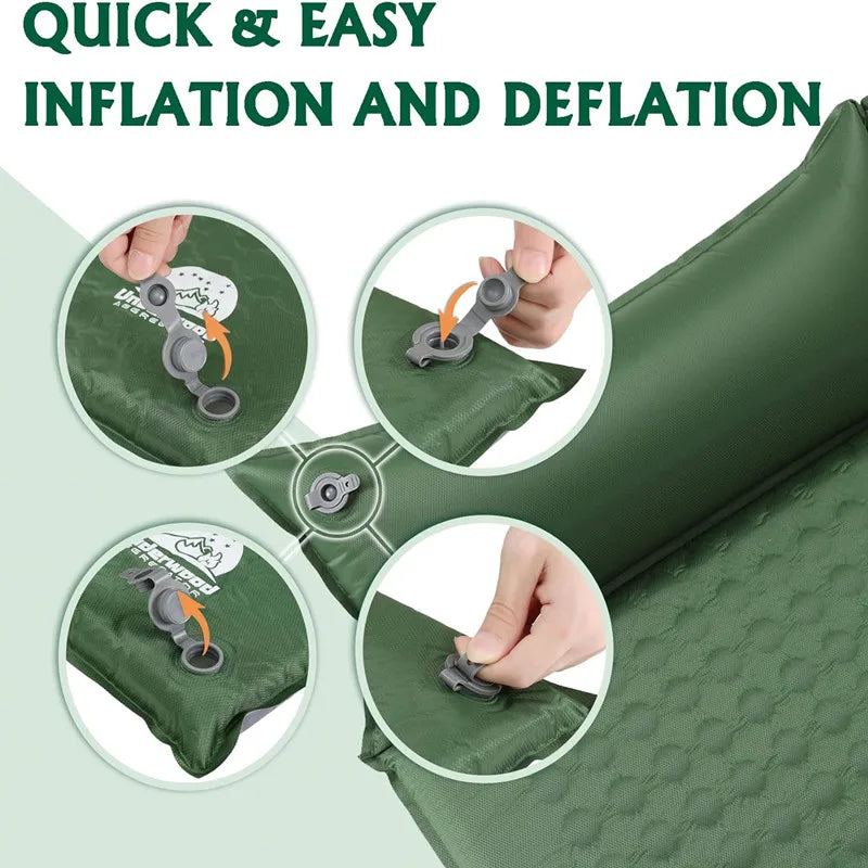 Colchoneta inflable para acampar, colchón de autoinflado, grueso, empalmado, ti