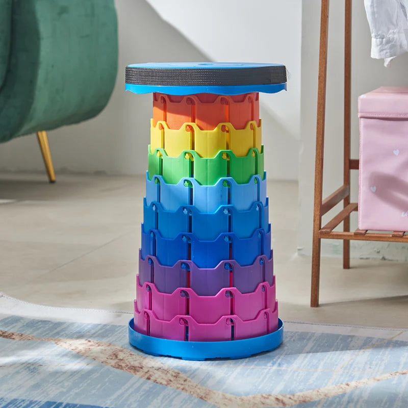 Silla de plástico retráctil portátil, taburete plegable para cocina, comedor,