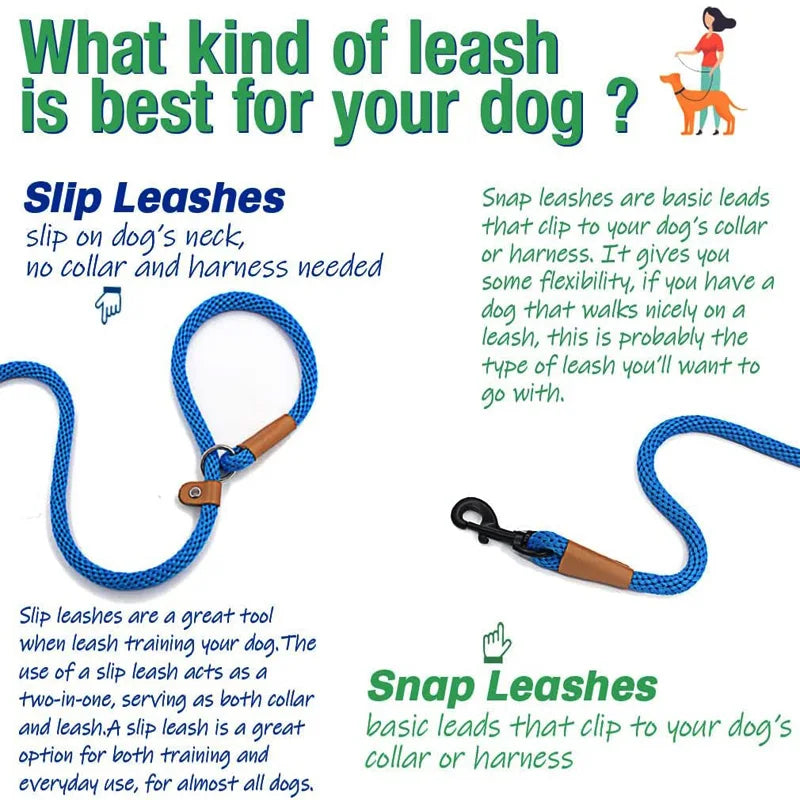 Dog Collar Anti-slip Lead Leash High Strength Braided Rope 