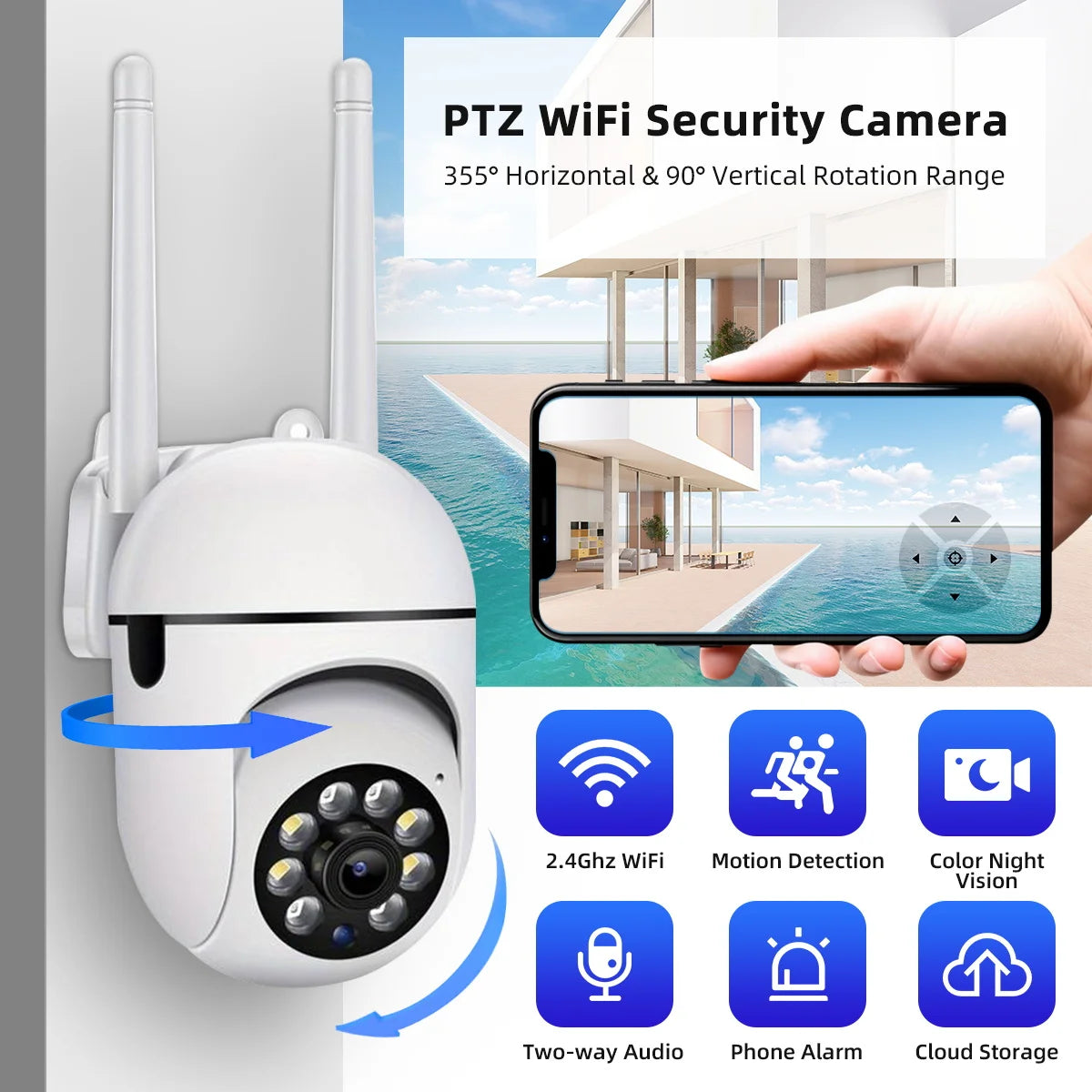 JOOAN 3MP cámara IP PTZ Color noche seguimiento automático CCTV IP WiFi cámar