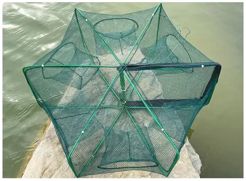Malla para red de pesca/aparejos/jaula plegable, recogedor de cangrejos, red de pesca, cangrejo, cangrejo, camarones, fusión, alquillas, trampas de pesca