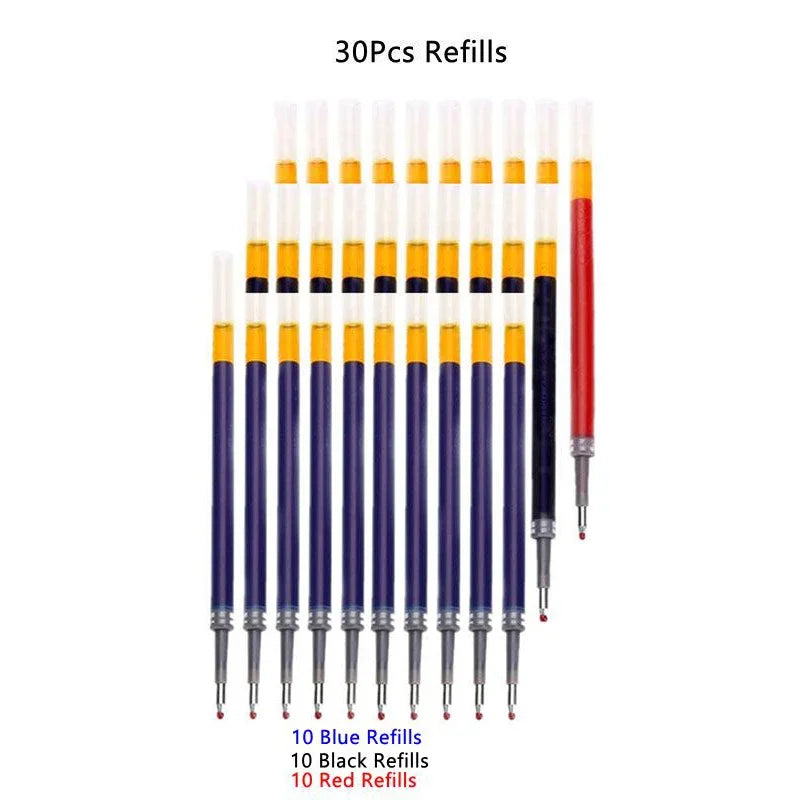 Juego de bolígrafos retráctiles de gel, tinta negra/roja/azul para recargas de