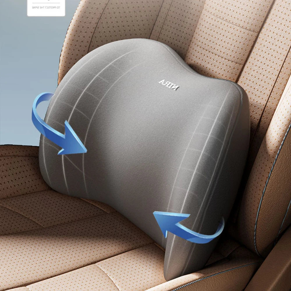 Almohada para el cuello del asiento del coche, soporte Lumbar ajustable, reposacabezas de cintura, cojín lumbar, espuma viscoelástica, accesorios interiores de viaje