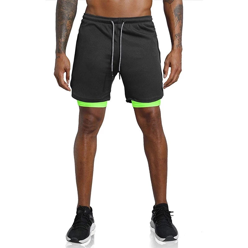 Pantalones cortos deportivos 2 en 1 para hombre, ropa deportiva de doble cubierta, para correr, para la playa, gimnasio, entrenamiento, trotar,