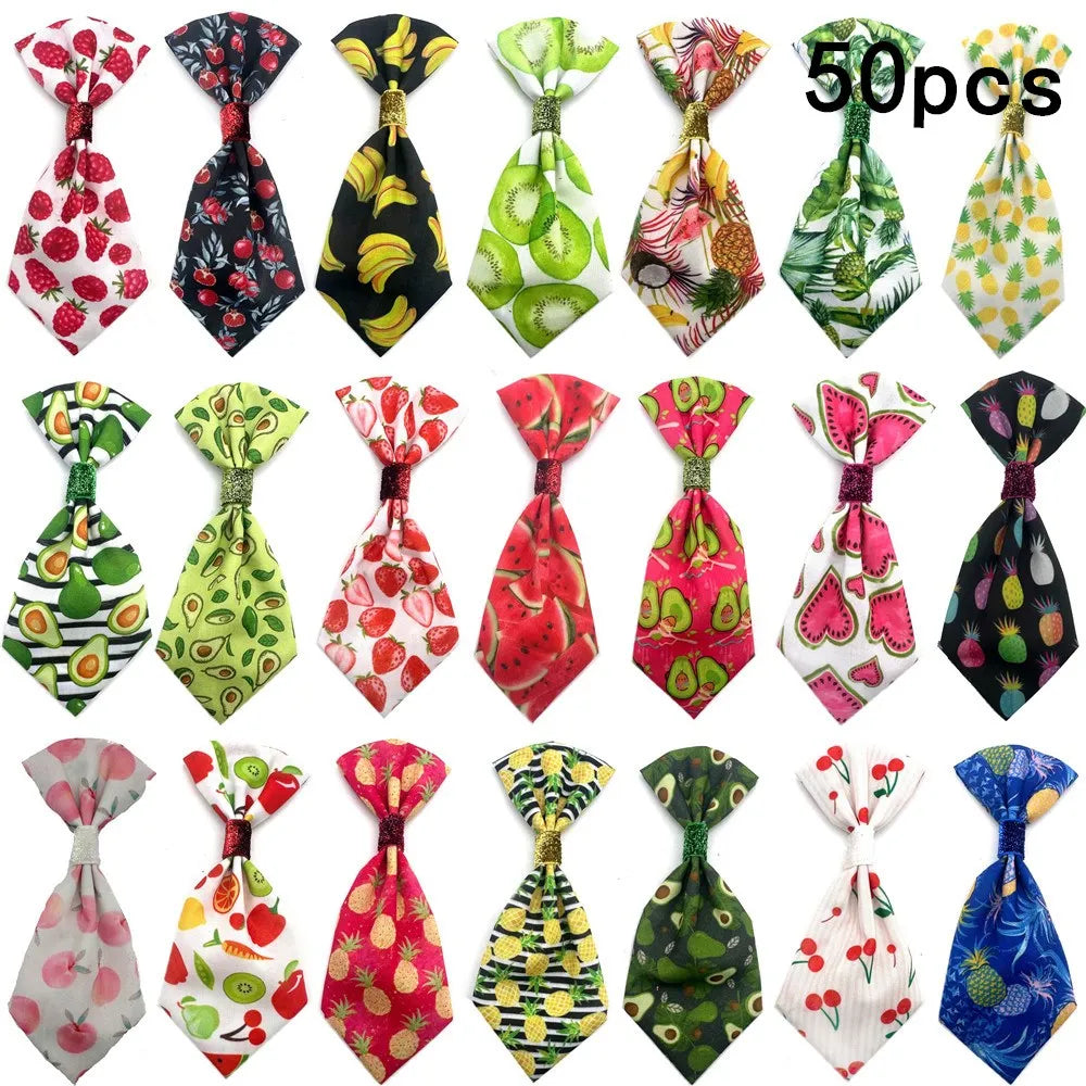 50/100 Pcs Mixcolor Pet Products Bow Tie Summer Fruit Style Co