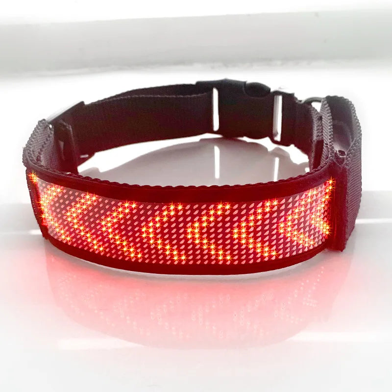 Pet Anti-Lost Collar Bluetooth LED Display Adjustable Size Night Luminous USB