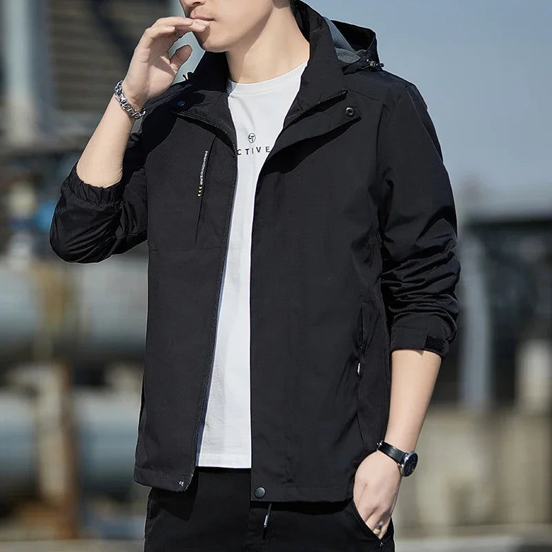 Men's Plush Waterproof Jacket Casual Windproof Cotton Coat 