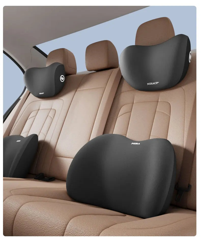 Almohada para el cuello del asiento del coche, soporte Lumbar ajustable, reposacabezas de cintura, cojín lumbar, espuma viscoelástica, accesorios interiores de viaje