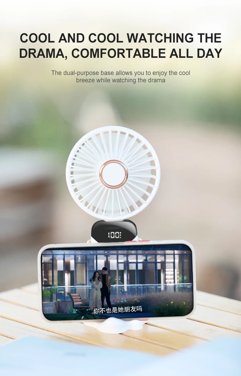 Mini USB Handheld Fan Portable Folding Neck Hanging Fan 
