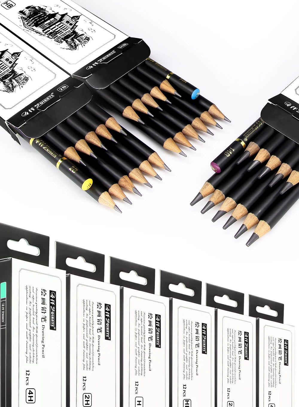 4H Professional Drawing Pencils Set Stationery Art Supplies