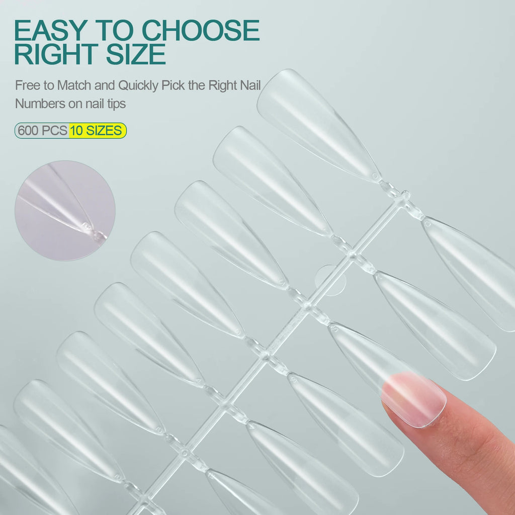Nailpop-Uñas acrílicas de 120 piezas, cápsula falsa, almendra corta, ataúd cuadrado, extensión de uñas artificiales, puntas de Gel suave, accesorios, herramientas