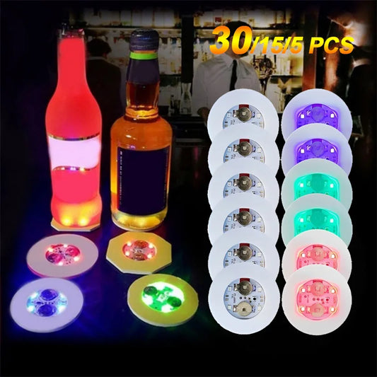 5/10/30 Pieces LED Coaster Lights Luminous Decoration for Bar KTV 