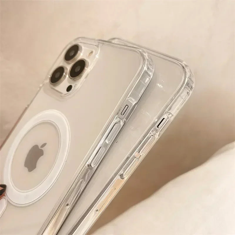 Vanuoxin-Funda de teléfono Original transparente para Magsafe, carga inalámbrica magnética, animación, iPhone 15, 14, 13, 12, 11 Pro Max