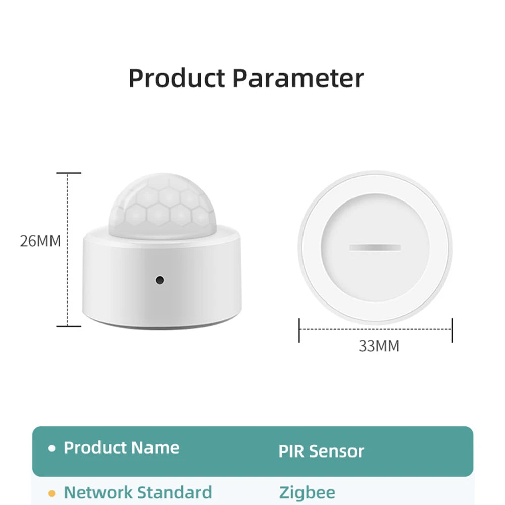 Tuya-Mini Detector de movimiento PIR 2 en 1 Zigbee + luz Lux brillante, Sensor d