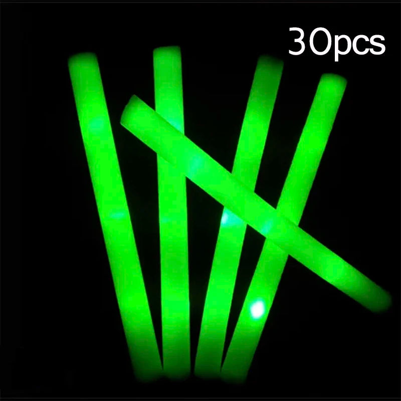 15/30pcs LED Glow Sticks Colorful RGB Glow Foam Stick 