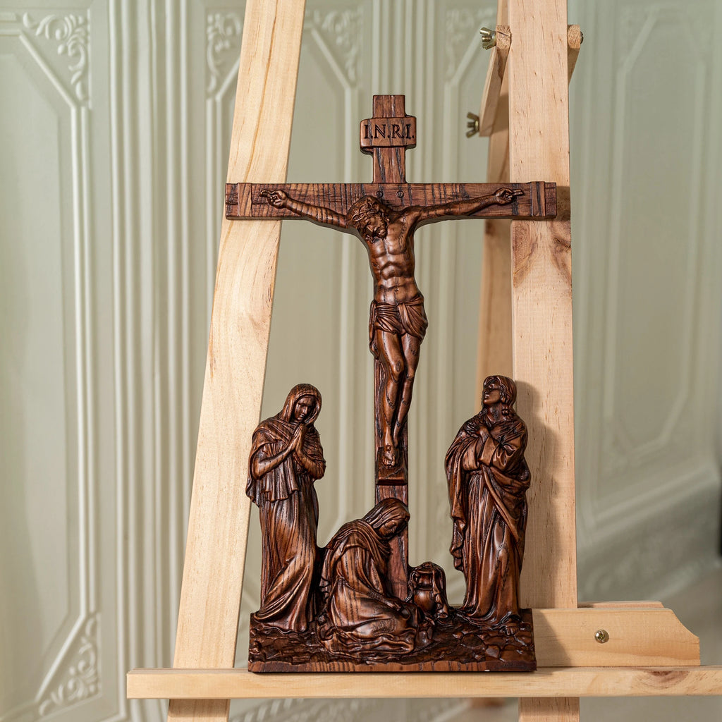 Escena católica de Jesús y crucifijo, adornos, Jesús fue crucificado, decorac
