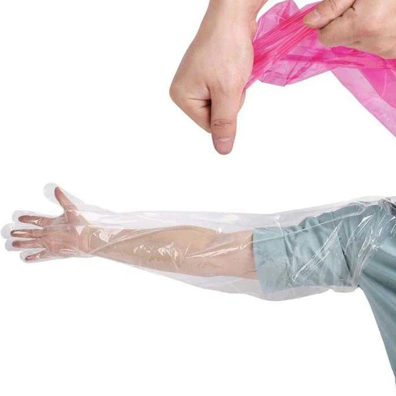 50 Pieces Disposable Veterinary Insemination Rectal Long Arm Gloves 50p 