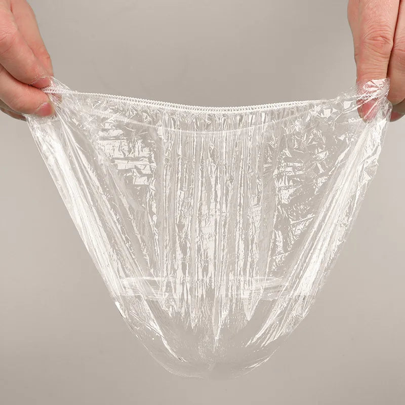 Gorro de baño desechable de plástico para mujer, gorro de ducha impermeable, c