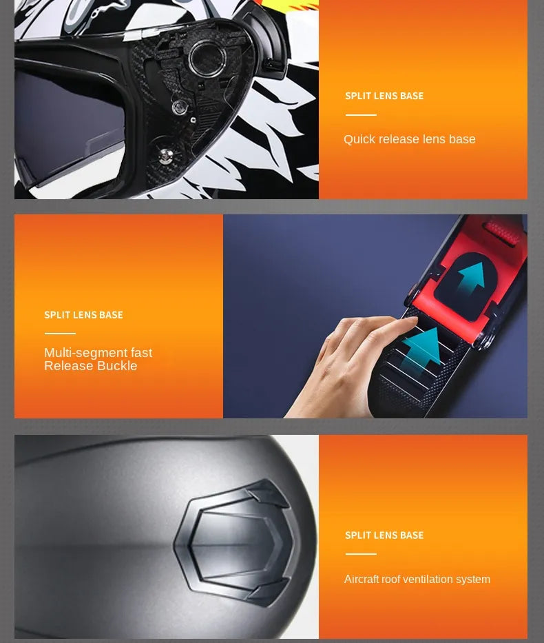 Cascos de moto Para hombre y mujer, Cascos de locomotora de doble lente, Cascos