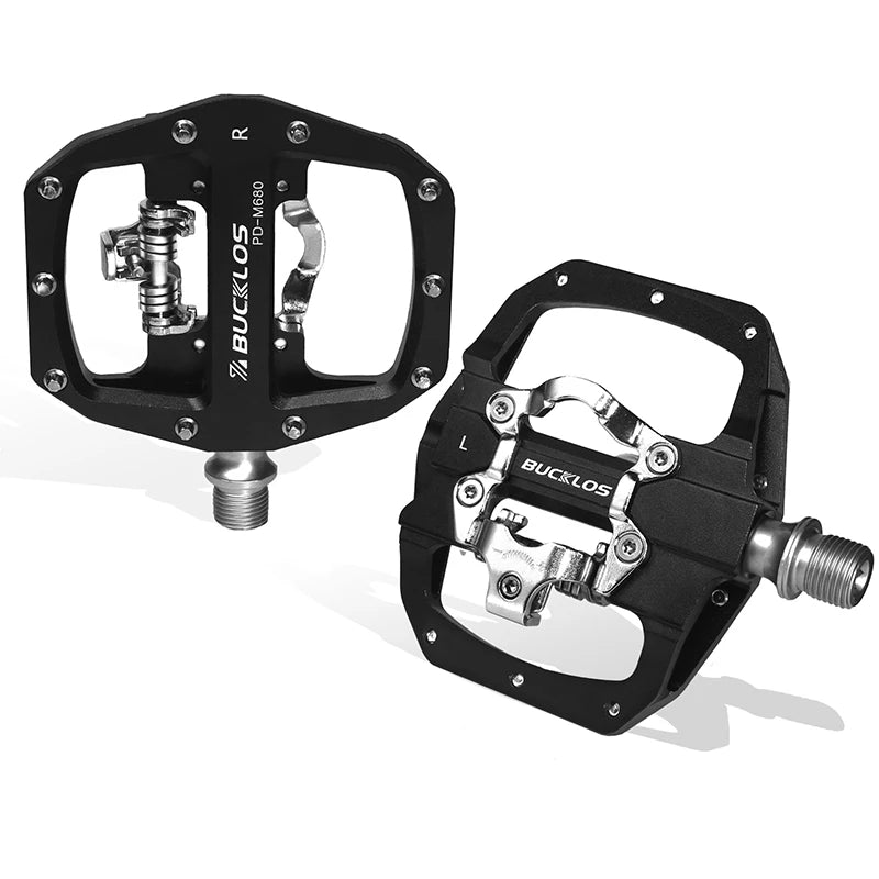 BUCKLOS PD-M680 Double Flat &amp; Lock MTB Bike Pedals 