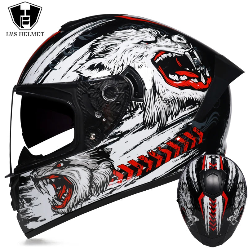 Motorcycle helmets for men and women, double lens locomotive helmets, helmets 